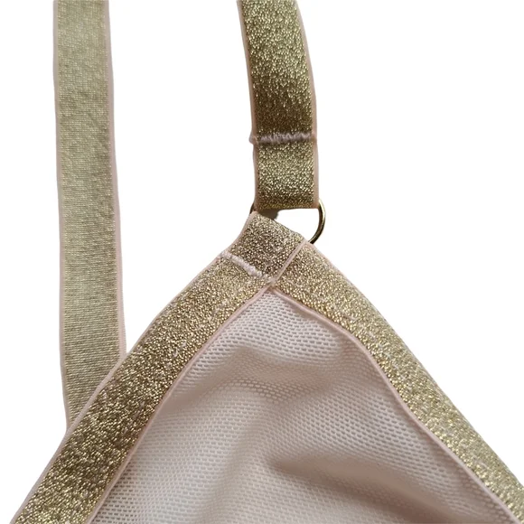 NWT Bras nThings 14 Hanky Panky Light Pink Gold Star Struck Bralet Soft Cup Bra - Picture 6 of 11